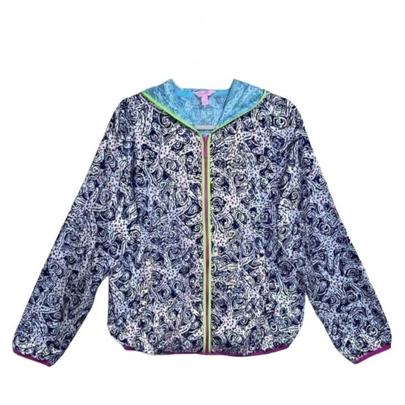 Lilly Pulitzer Luxletic Windbreaker Women’s Blue Starfish, Size XS, Lightweight - Picture 1 of 5